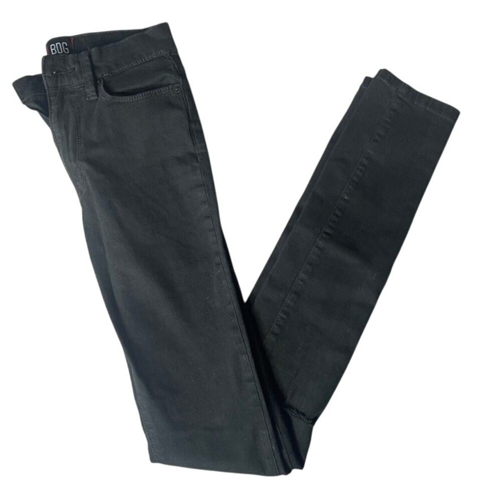 BDG Urban Outfitters Twig High Rise Black Skinny‎ Jeans Distressed Knee Size 24